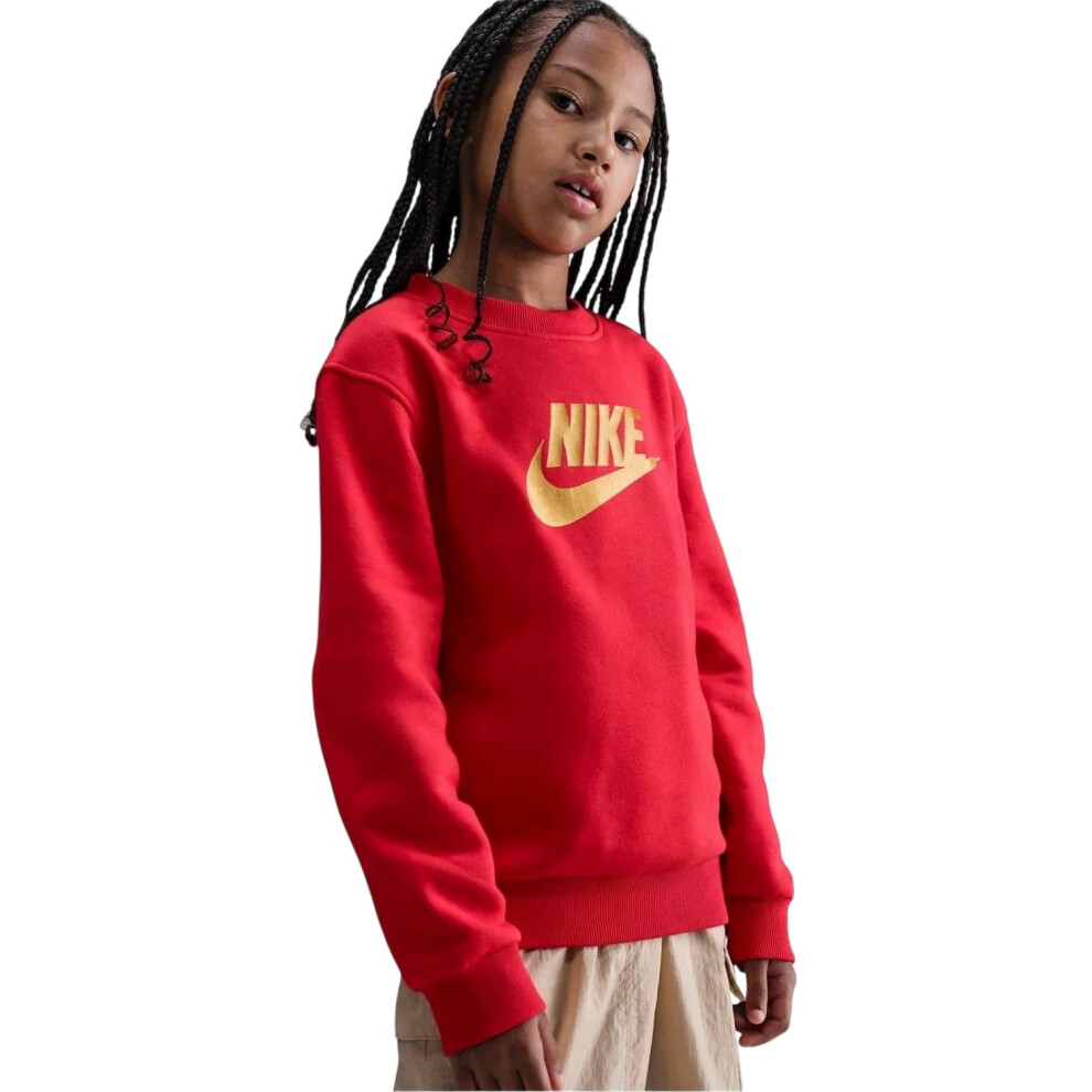 Nike (13 Years, Red/Gold) Childrens/Kids Gold Logo Sweatshirt