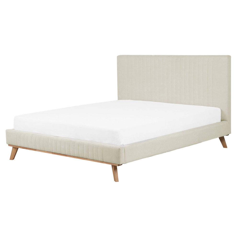 Bed Chenille TALENCE 160 x 200 cm (EU King Size) Light Beige