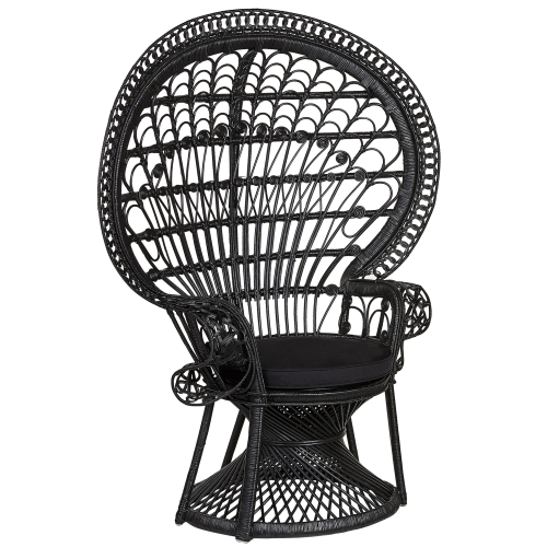 Beliani Peacock Chair EMMANUELLE Rattan Black