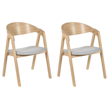 Set of 2 Dining Chairs YUBA Wood Light Grey