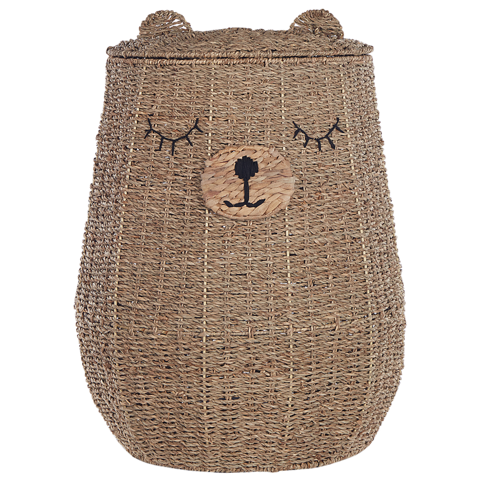 Beliani Kids Basket Teddy Bear Fulan Seagrass Natural