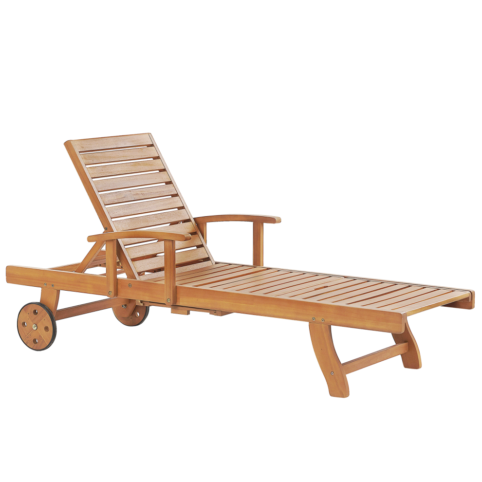 Beliani Sun Lounger Java Reclining Acacia Wood Light Brown