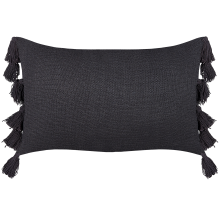 Throw Cushion LYTHRUM Cotton 55 x 35 cm Dark Grey Solid