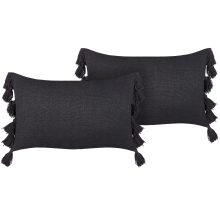 Set of 2 Decorative Cushions LYTHRUM Cotton 45 x 45 cm Dark Grey Solid