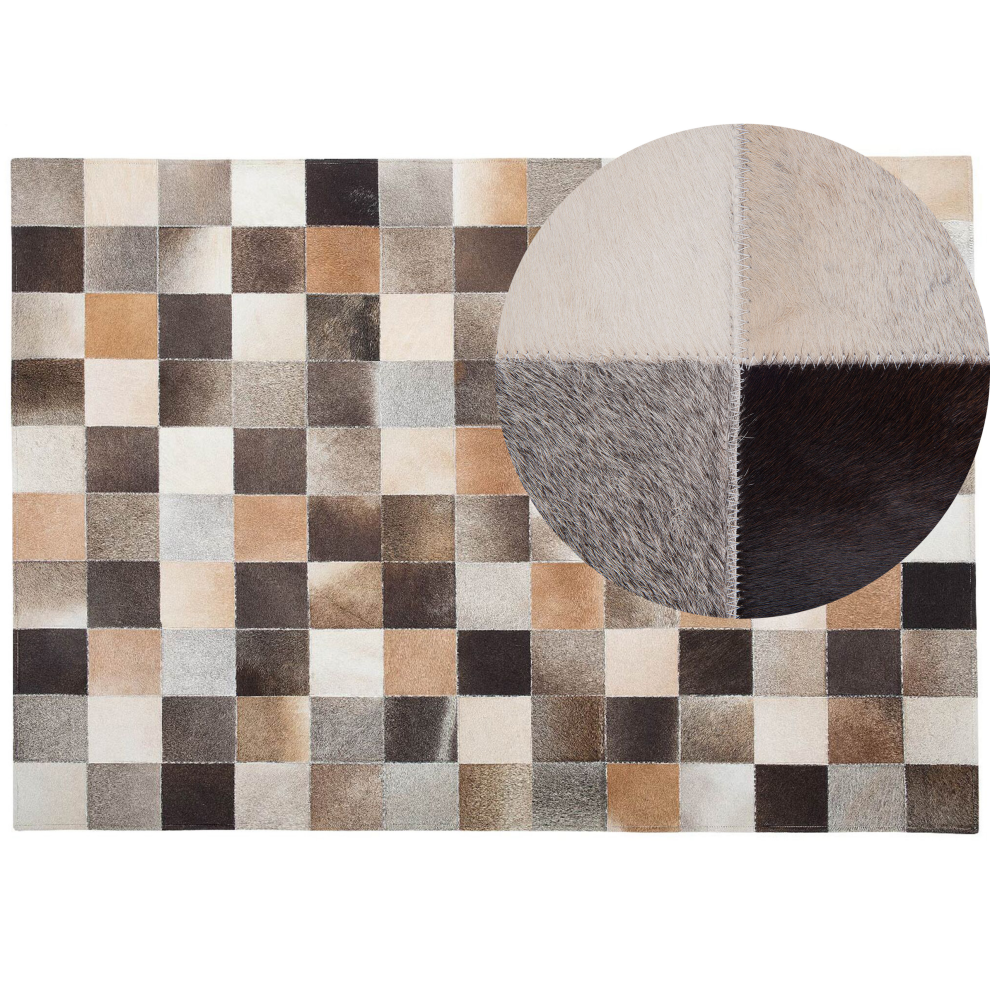 Beliani Rug Soke Multicolour 160 X 230 Cm Leather