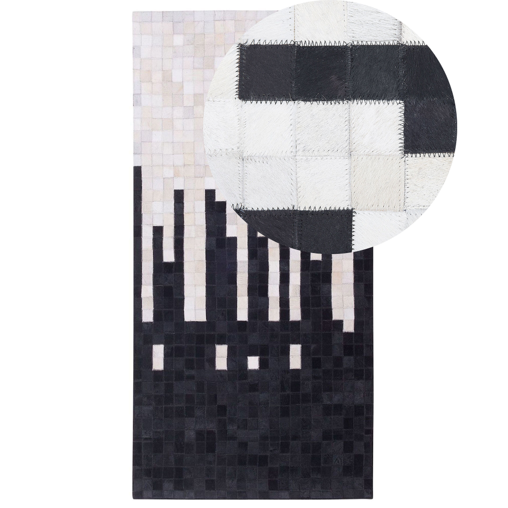 Beliani Rug Bolu Black 80 X 150 Cm Leather