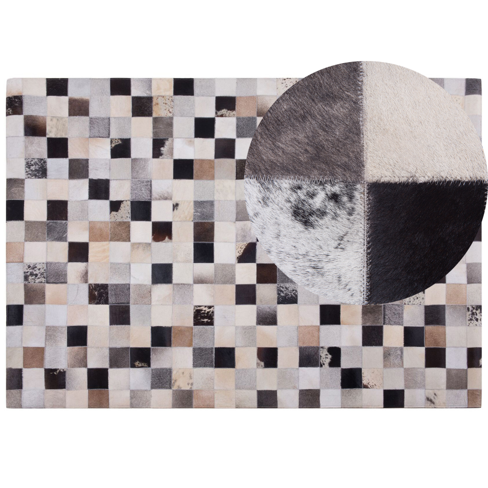 Beliani Rug Rize Multicolour 160 X 230 Cm Leather