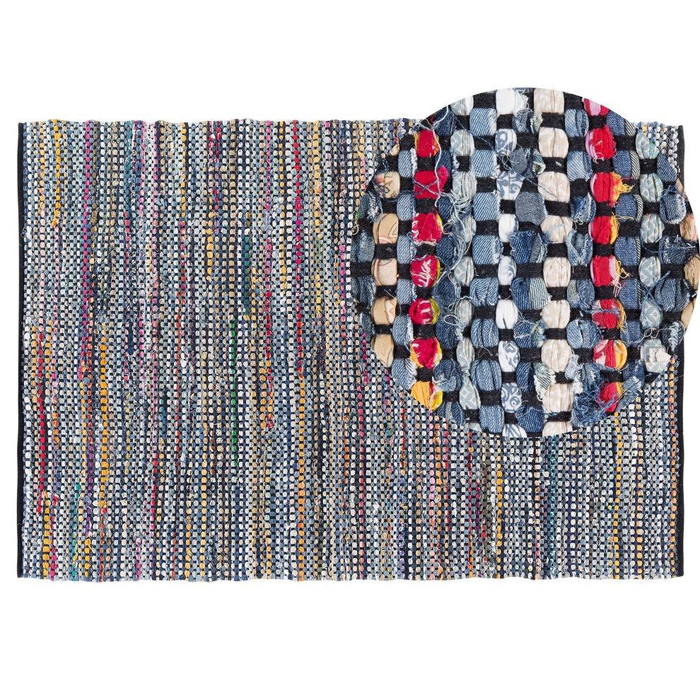Beliani Rug Alanya Multicolour 140 X 200 Cm Cotton