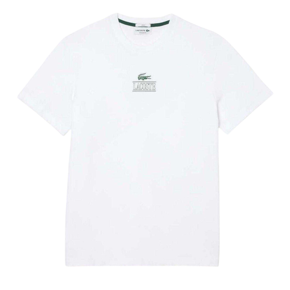 Lacoste (Xs, White) Mens Embroidered Logo Cotton T-Shirt