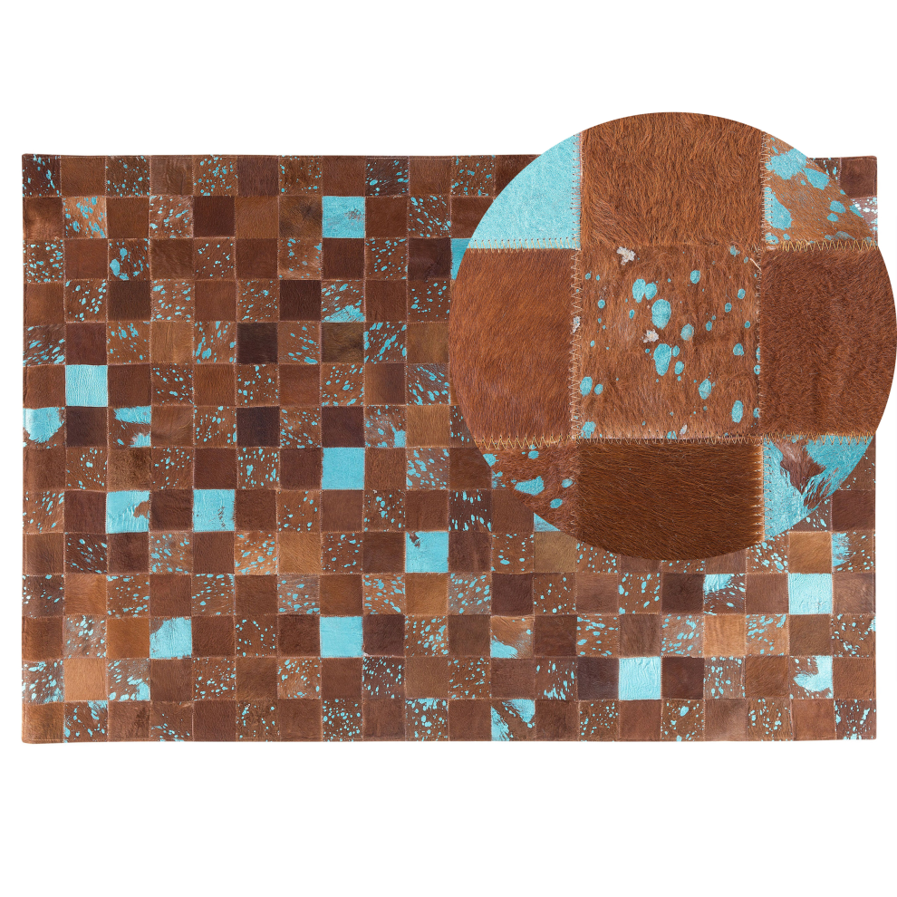 Beliani Rug Aliaga Brown 140 X 200 Cm Leather