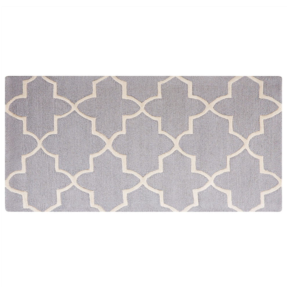Beliani Rug Silvan Light Grey 80 X 150 Cm Wool