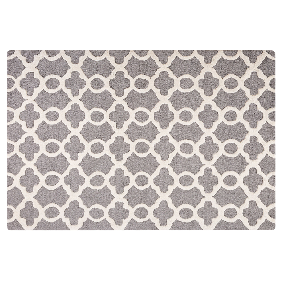 Beliani Rug Zile Grey 140 X 200 Cm Wool