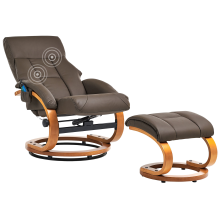 Massage Chair FORCE with Footstool Faux Leather Dark Brown