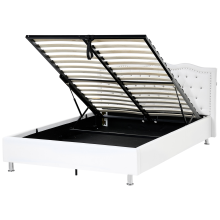Ottoman Bed METZ Faux Leather White 140 x 200 cm (EU Double)