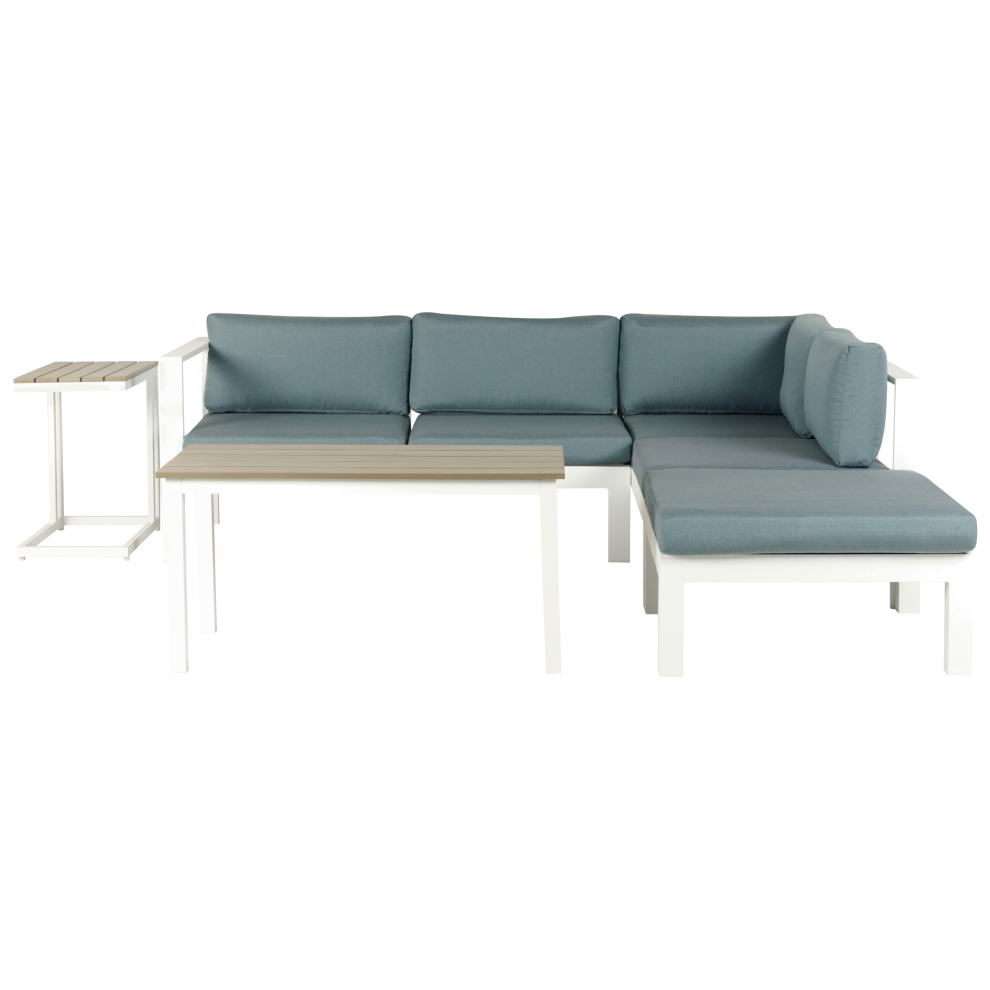 Garden Corner Sofa with Table 5 Seater MESSINA Left Hand Metal Green