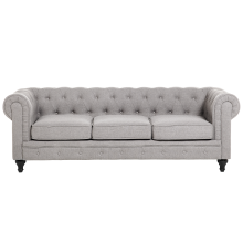 Sofa 3 Seater CHESTERFIELD Fabric Light Grey