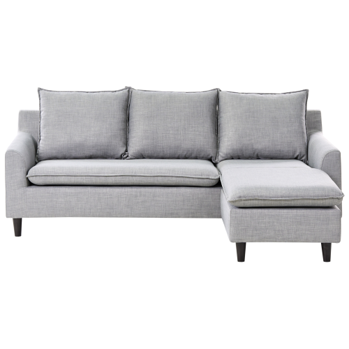 Beliani Corner Sofa 3 Seater ELVENES Fabric Light Grey Left Hand