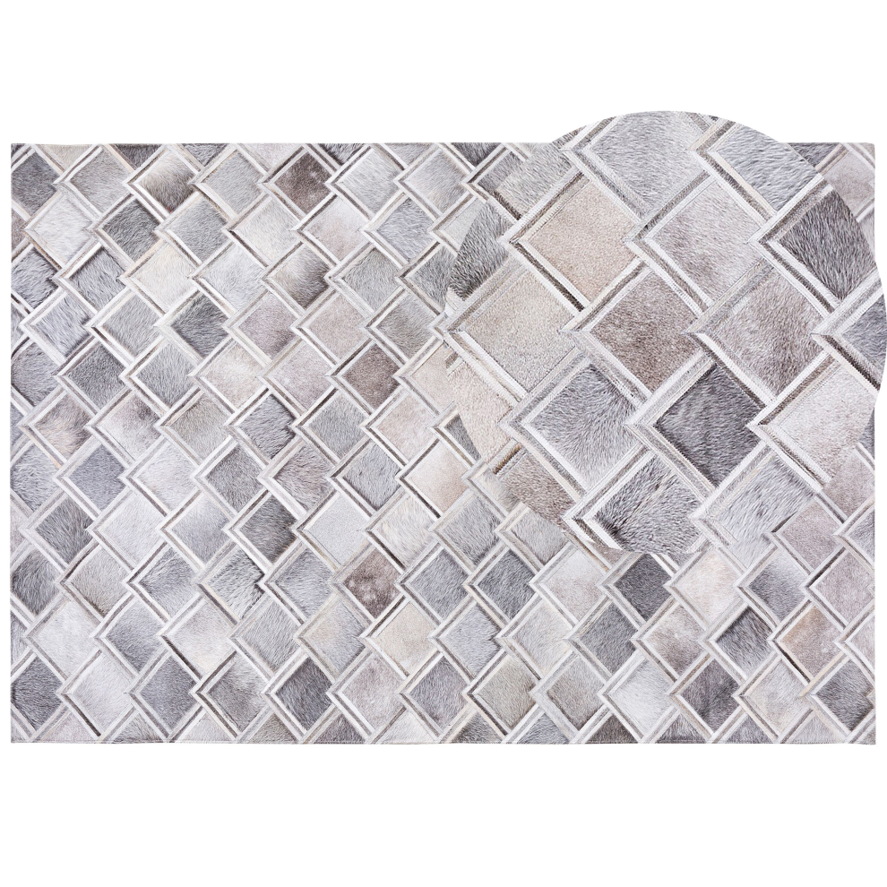 Beliani Rug Agacli Grey 160 X 230 Cm Leather