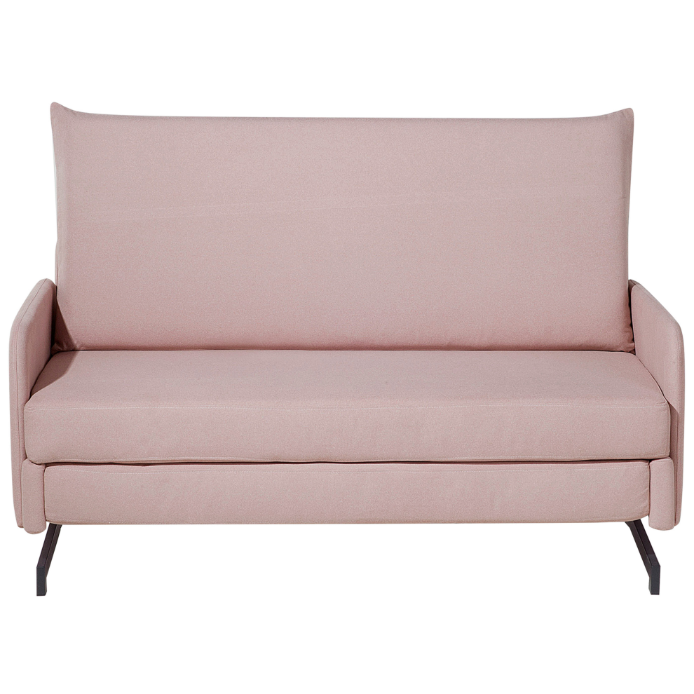 Beliani Sofa Bed 2 Seater Belfast Fabric Pink