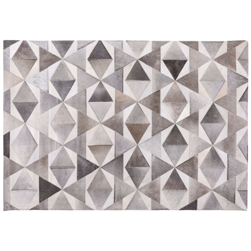 Beliani Rug Alaka Grey 160 X 230 Cm Leather
