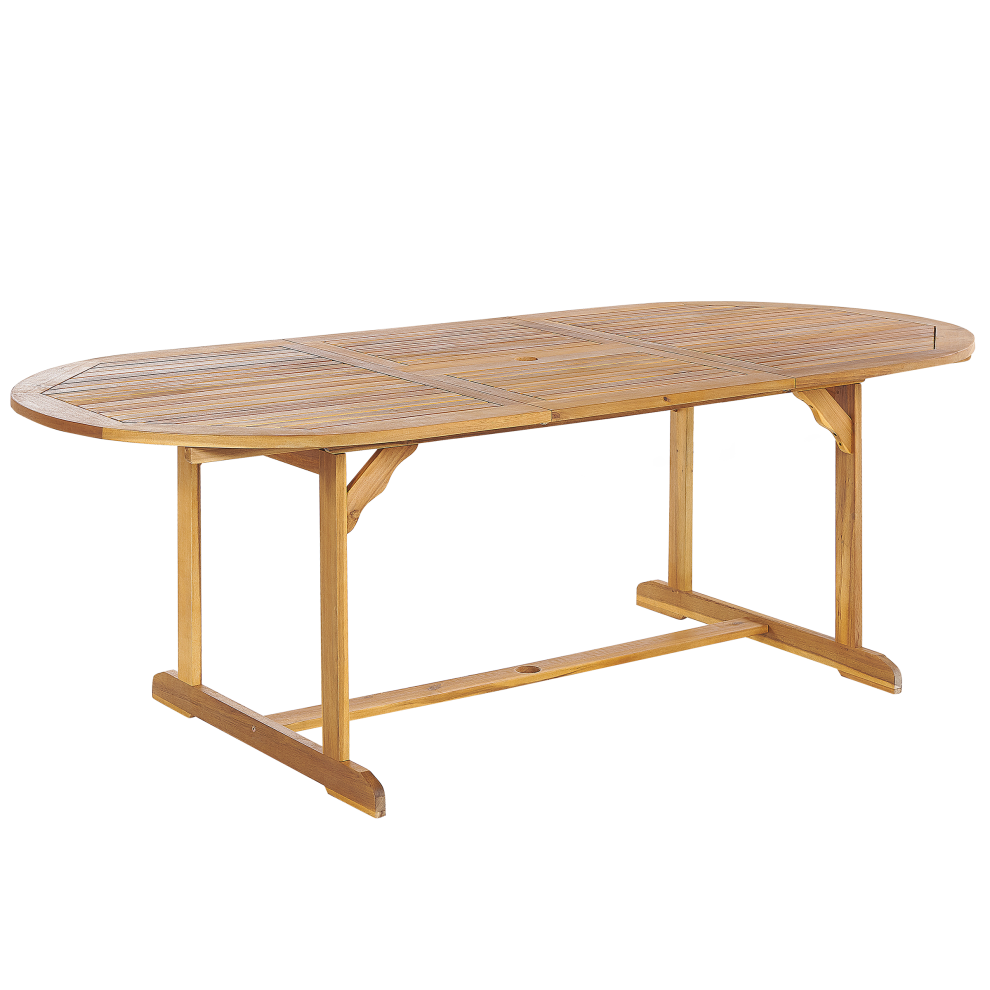 Beliani Extending Garden Dining Table Maui 160/220 Cm 100 Cm Acacia Wood Light Brown