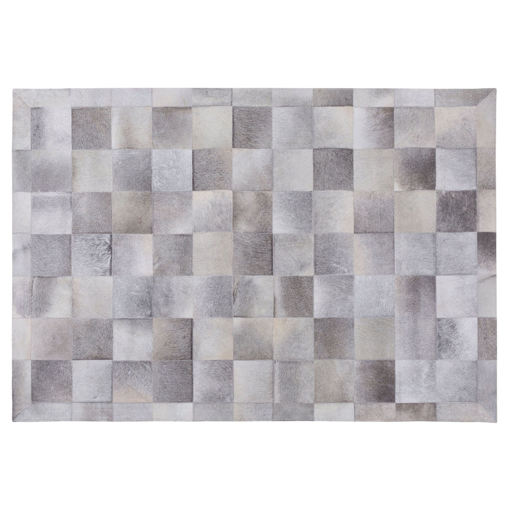 Beliani Rug Alacam Grey 140 X 200 Cm Leather