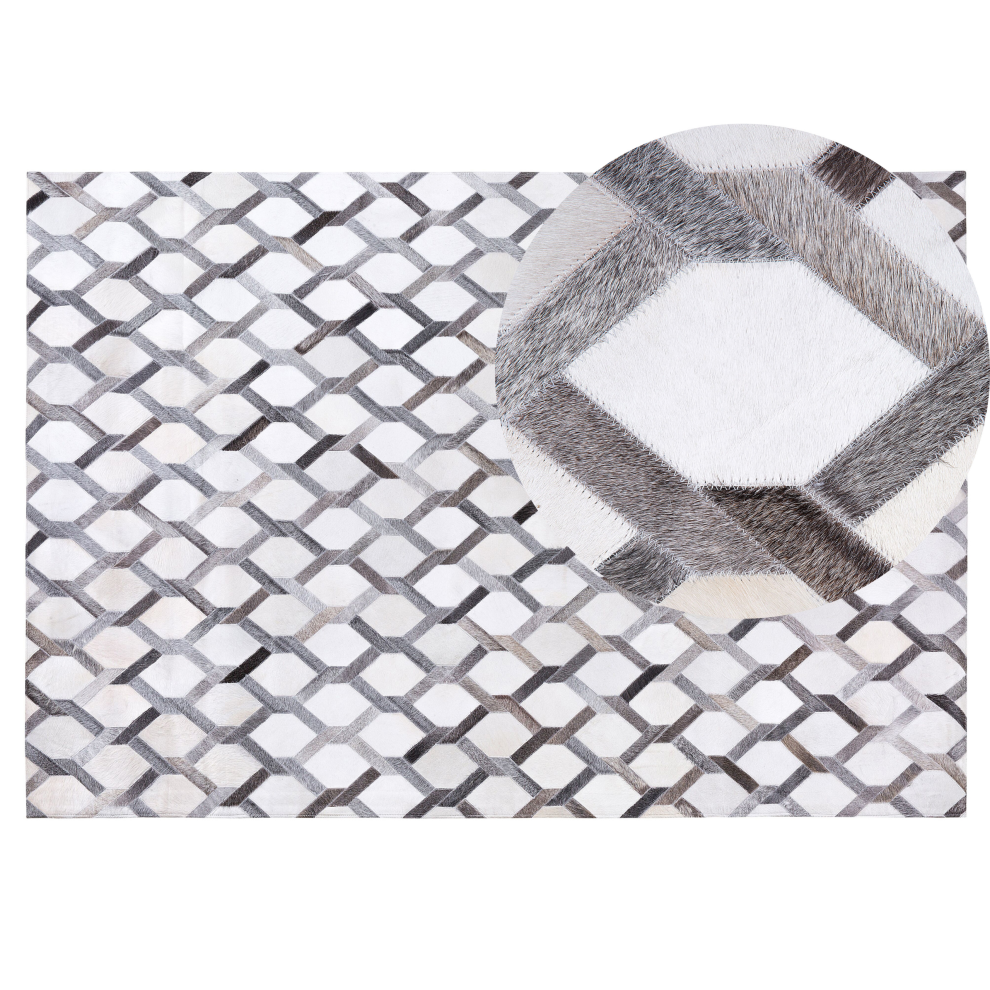 Beliani Rug Aydin Grey 140 X 200 Cm Leather