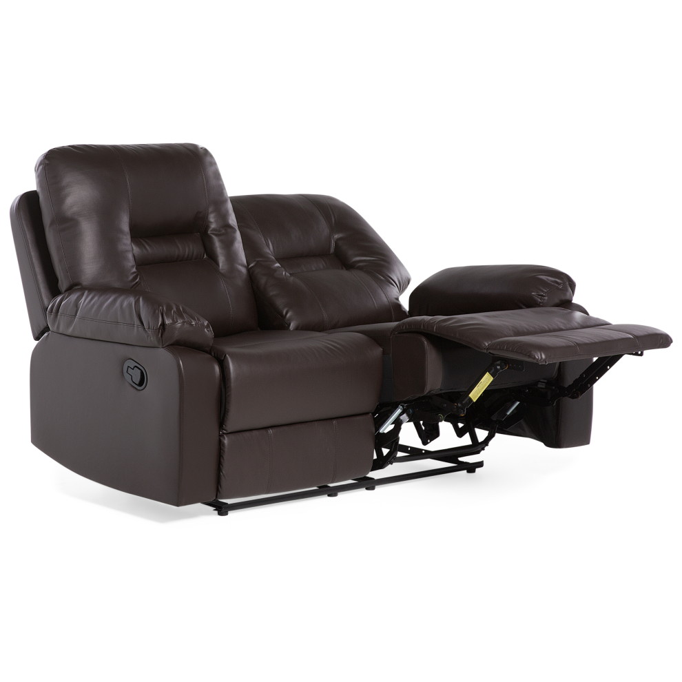 Beliani Manual Recliner Sofa 2 Seater Bergen Faux Leather Brown