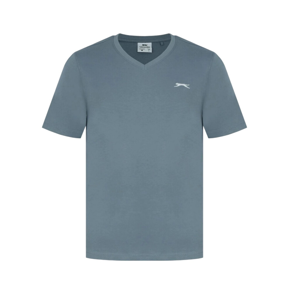 Slazenger (Xl, Slate ) Mens Embroidered Logo Cotton T-Shirt Blue
