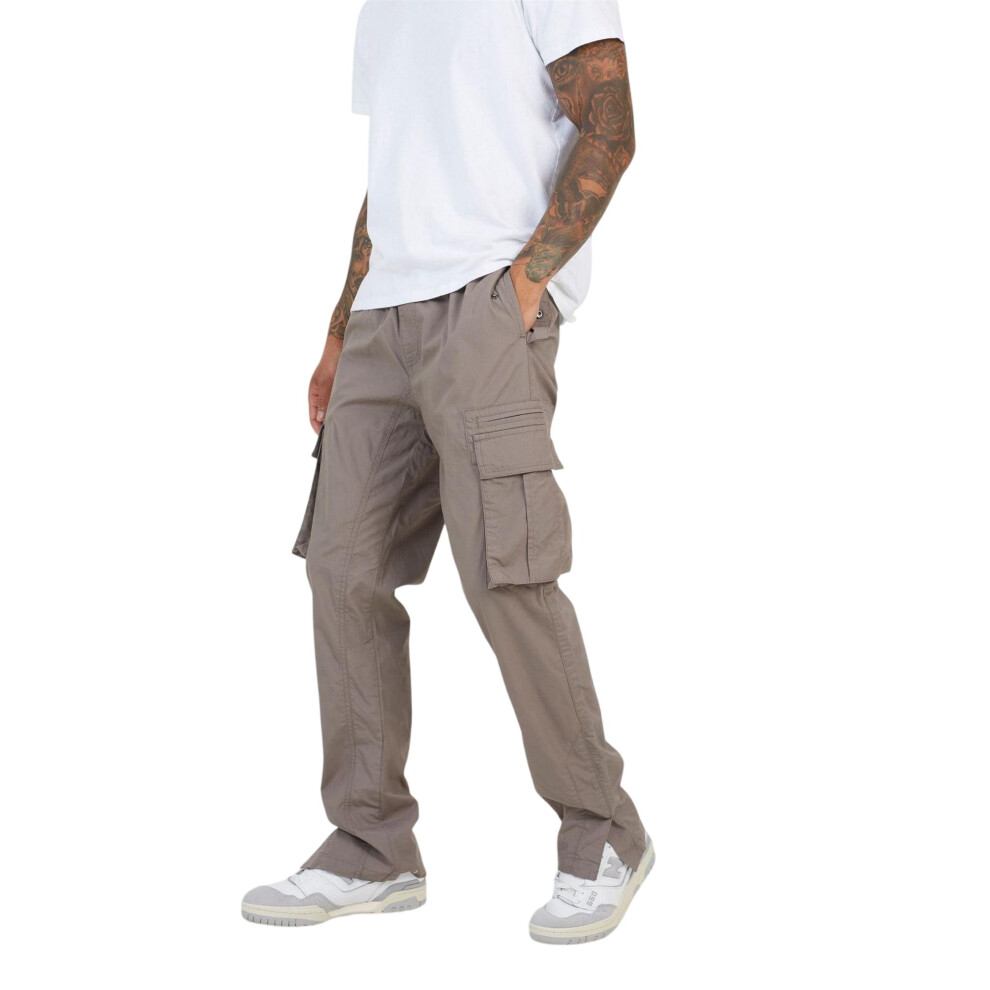 Brave Soul (30R, Taupe) Mens Relaxed Fit Cargo Trousers