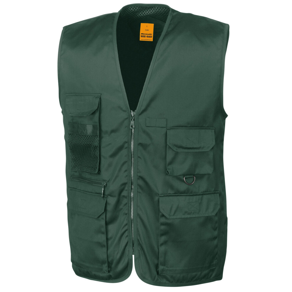 (M, Lichen Green) Work-Guard By Result Mens Safari Waistcoat 5063470673476