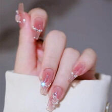 Tea Pink Rose Hanrafted Nail Piece Lightweight Nails False Luxury