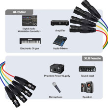 4 Channel Audio Cable XLR Male to XLR Female 1m for Professional Stage Stereo Audio Microphone Cables
