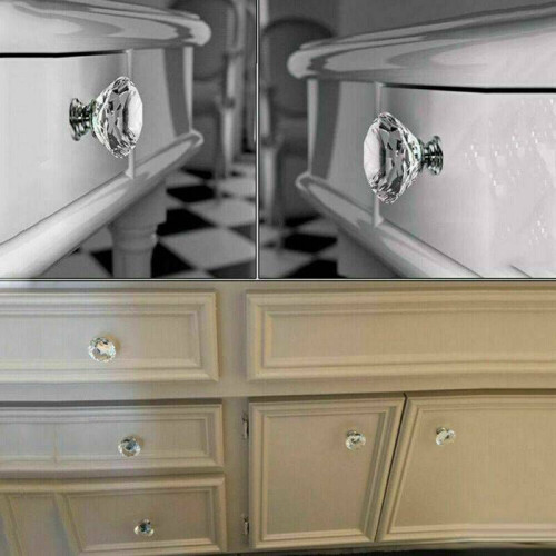 Crystal Diamond 30mm Glass Pull Handle Door Knobs Drawer 1pcs Cupboard Cabinet