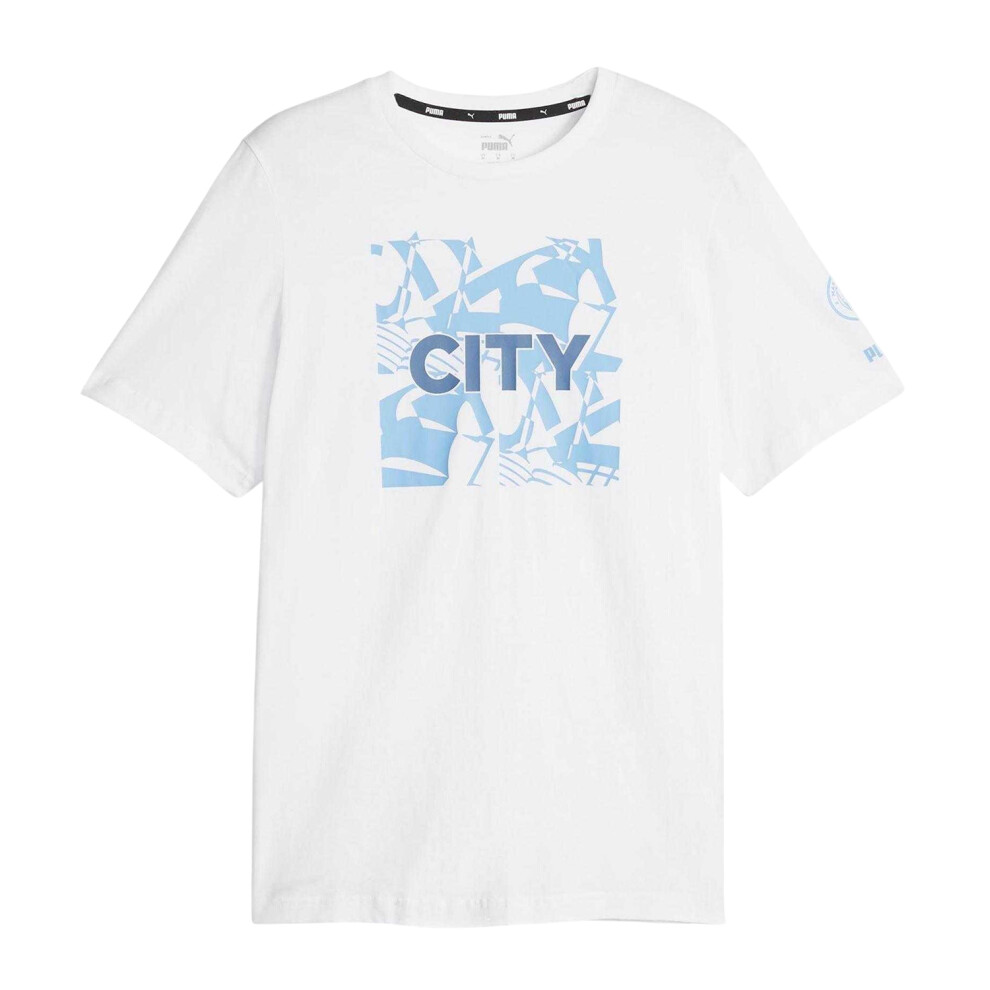 Puma (M, ) Mens Ftblcore Manchester City Fc Crew Neck T-Shirt White