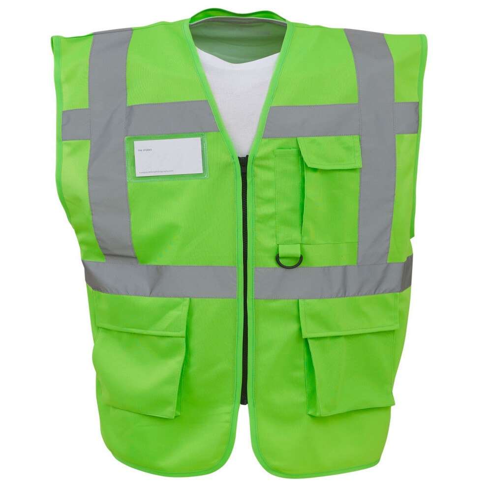 (M, Lime) Yoko Hi-Vis Premium Executive/Manager Waistcoat / Jacket 5057819742510