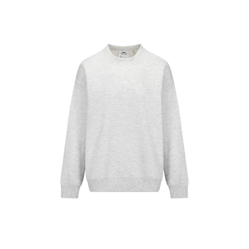 Slazenger (12 Uk, Ice Marl) Womens/Ladies Plain Polycotton Crew Neck Jumper Grey