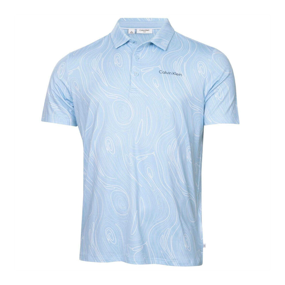 Calvin Klein (L, Bell) Mens Performance Polo Shirt Blue