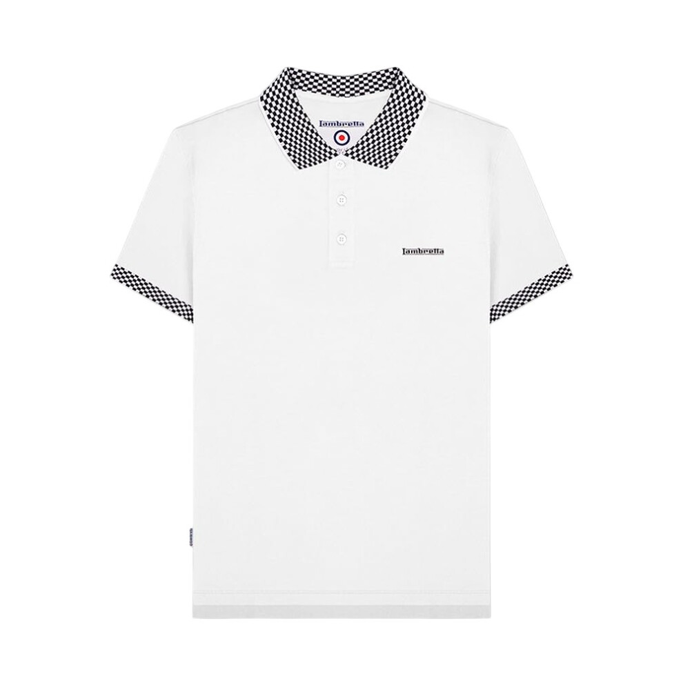 Lambretta (Xl, ) Mens Two Tone Badge Polo Shirt White