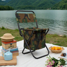 (Camouflage, Small) 1PC Outdoor Stool with Storage, Folding Chair Fishing Stool Lightweight Chair, Portable Camping Chair for Outdoor