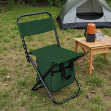 (Green, Large) 1PC Outdoor Stool with Storage, Folding Chair Fishing Stool Lightweight Chair, Portable Camping Chair for Outdoor