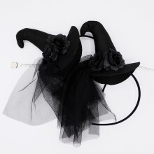 Stylish Headband Lace For Halloween Party French Vintage Witch Hat With Cartoon Hanrafted Elements Ghost