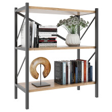 (Matt, Wood) Metal Stand Shelf Books Insasi 2x