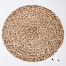 (Jute Weaving, 6pcs) 6/8pcs of Jute Table Mats, Individual Ones for Dining Table, Kitchen Items for Home Use,Suitable for Party and Wedding