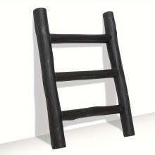 (Black) Rustic Farmhouse Mini Wooden Ladder - Versatile Tea Towel Holder & Display Rack for Kitchen and Bathroom