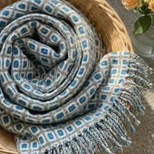 (blue, 127x180cm) Plaid Fringe Jacquard Blanket, Outdoor Travel Blanket, Air-conditioned Nap Blanket, Holiday Gift Blanket
