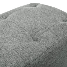 (Grey) Hallway Shoe Stool with Storage Pocket Tufted Linen Padded Stool Footstool Sofa Side Footrest Living Room Bedroom