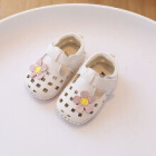 (White,14)Baby Toddler Footwear With Flower Pattern And Adjustable Closure For Warm Weather