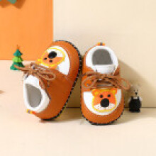 (Brown,14)Baby Walking Shoes With Synthetic Leather Material And Front Tie For Easy Wear