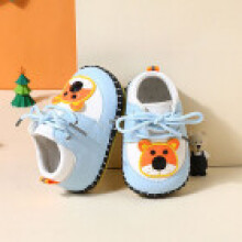 (Blue,13)Baby Walking Shoes With Synthetic Leather Material And Front Tie For Easy Wear